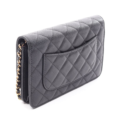 マトラッセ チェーンウォレット キャビアスキン ブラック ゴールド金具 シャネル バッグ CHANEL