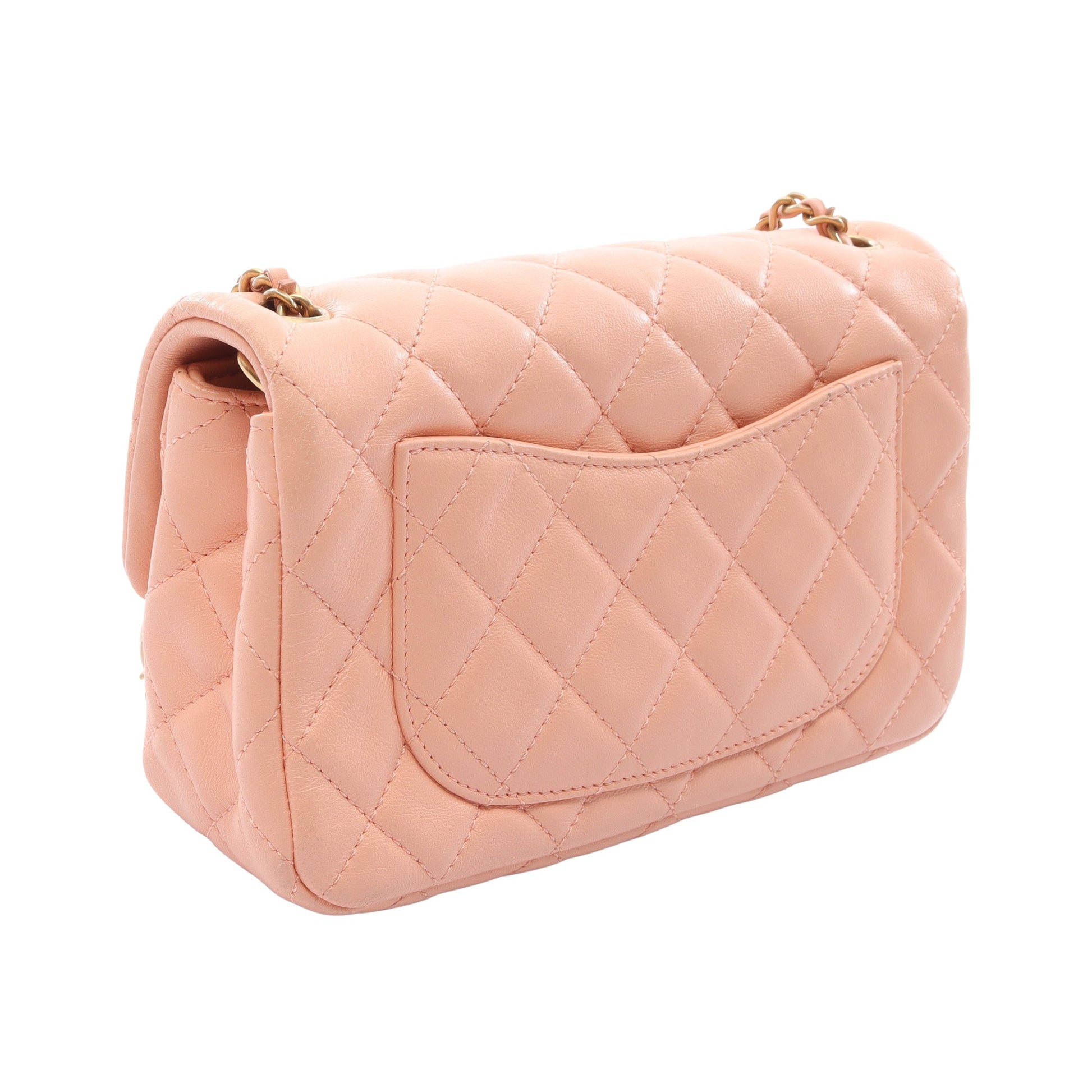 ミニマトラッセ20 チェーンショルダーバッグ ラムスキン ピンクベージュ ゴールド金具 シャネル バッグ CHANEL