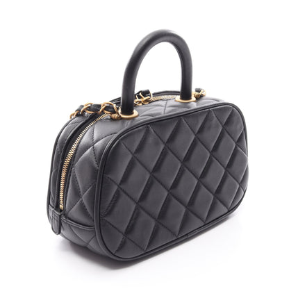 マトラッセ ミニ ボーリング 2WAY チェーンショルダーバッグ ラムスキン ブラック ゴールド金具 シャネル バッグ CHANEL
