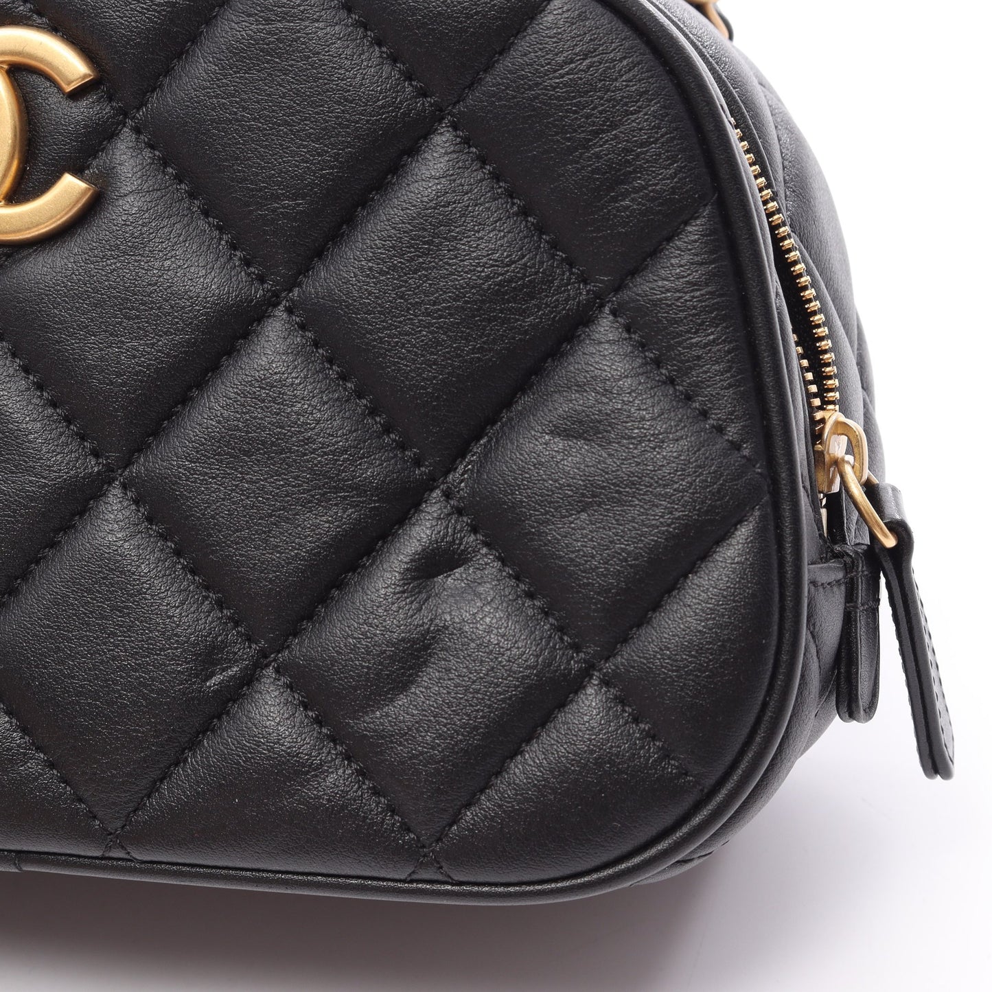 マトラッセ ミニ ボーリング 2WAY チェーンショルダーバッグ ラムスキン ブラック ゴールド金具 シャネル バッグ CHANEL