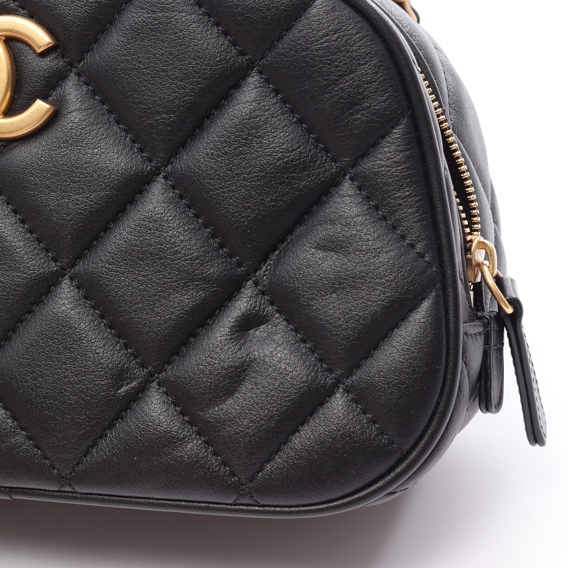 マトラッセ ミニ ボーリング 2WAY チェーンショルダーバッグ ラムスキン ブラック ゴールド金具 シャネル バッグ CHANEL