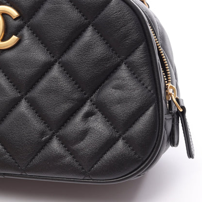 マトラッセ ミニ ボーリング 2WAY チェーンショルダーバッグ ラムスキン ブラック ゴールド金具 シャネル バッグ CHANEL