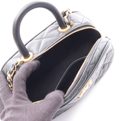 マトラッセ ミニ ボーリング 2WAY チェーンショルダーバッグ ラムスキン ブラック ゴールド金具 シャネル バッグ CHANEL
