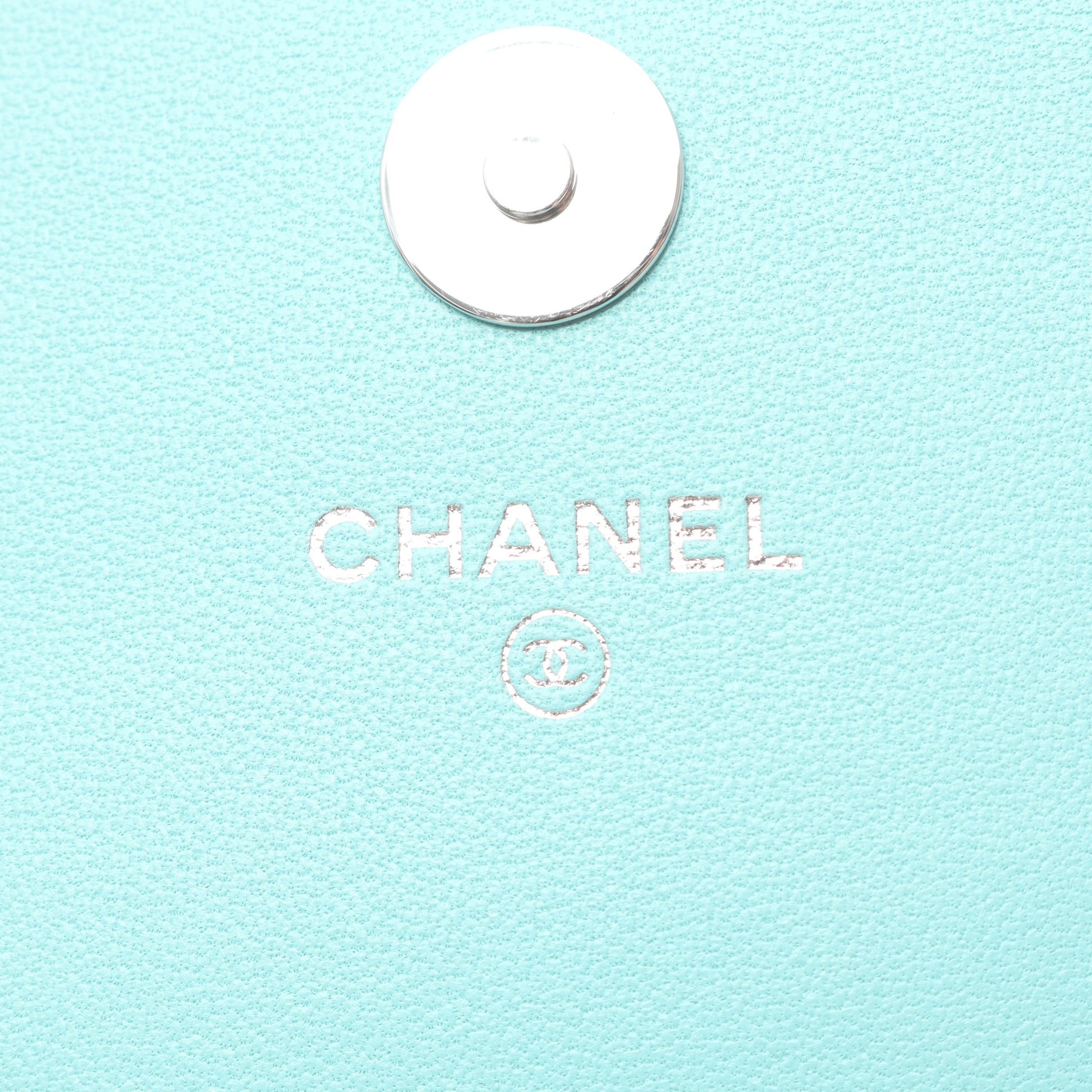 マトラッセ コンビ金具 チェーンウォレット ラムスキン ターコイズブルー シャネル バッグ CHANEL