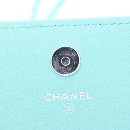マトラッセ コンビ金具 チェーンウォレット ラムスキン ターコイズブルー シャネル バッグ CHANEL