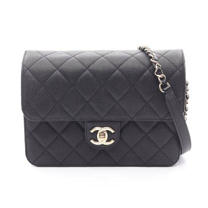 マトラッセ チェーンショルダーバッグ キャビアスキン ブラック ゴールド金具 シャネル バッグ CHANEL