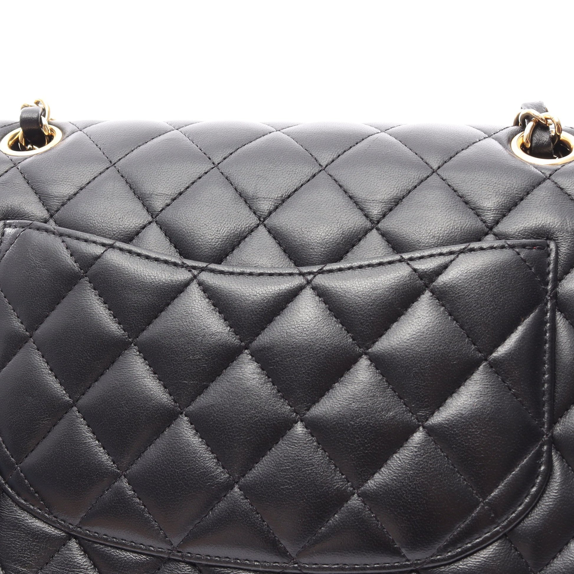 マトラッセ Wフラップ Wチェーンショルダーバッグ ラムスキン ブラック ゴールド金具 シャネル バッグ CHANEL