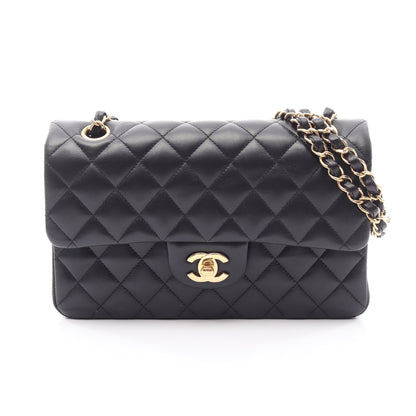 マトラッセ Wフラップ Wチェーンショルダーバッグ ラムスキン ブラック ゴールド金具 シャネル バッグ CHANEL