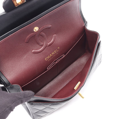マトラッセ Wフラップ Wチェーンショルダーバッグ ラムスキン ブラック ゴールド金具 シャネル バッグ CHANEL