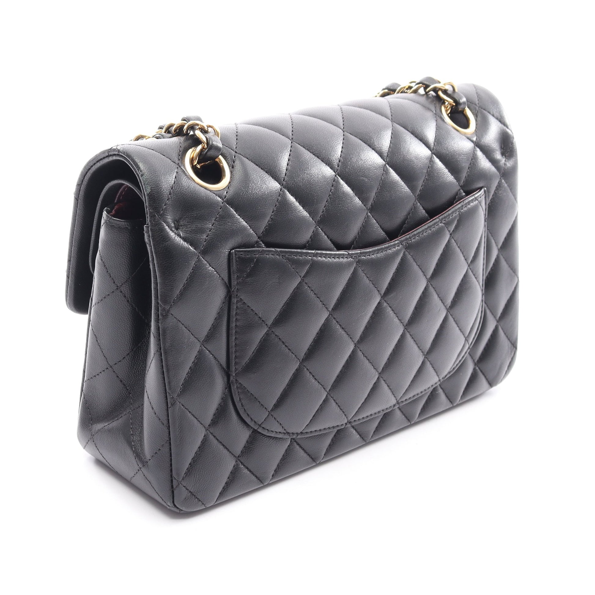 マトラッセ Wフラップ Wチェーンショルダーバッグ ラムスキン ブラック ゴールド金具 シャネル バッグ CHANEL