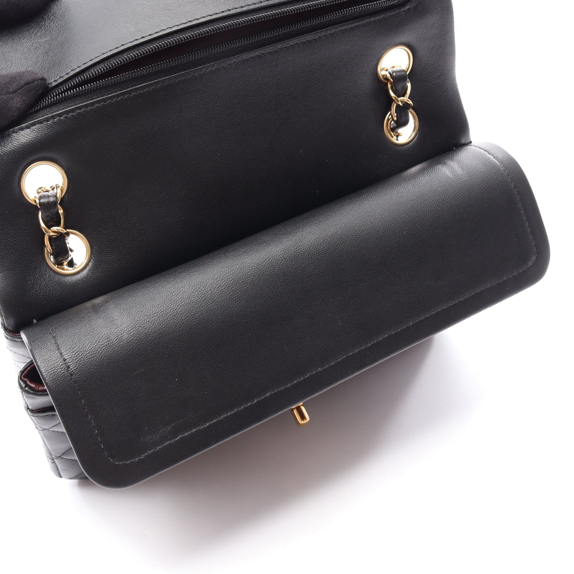 マトラッセ Wフラップ Wチェーンショルダーバッグ ラムスキン ブラック ゴールド金具 シャネル バッグ CHANEL