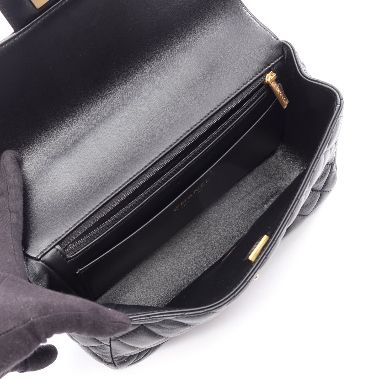 マトラッセ トップハンドル 2WAY チェーンショルダーバッグ ラムスキン ブラック ゴールド金具 シャネル バッグ CHANEL