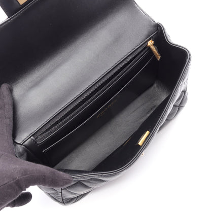 マトラッセ トップハンドル 2WAY チェーンショルダーバッグ ラムスキン ブラック ゴールド金具 シャネル バッグ CHANEL
