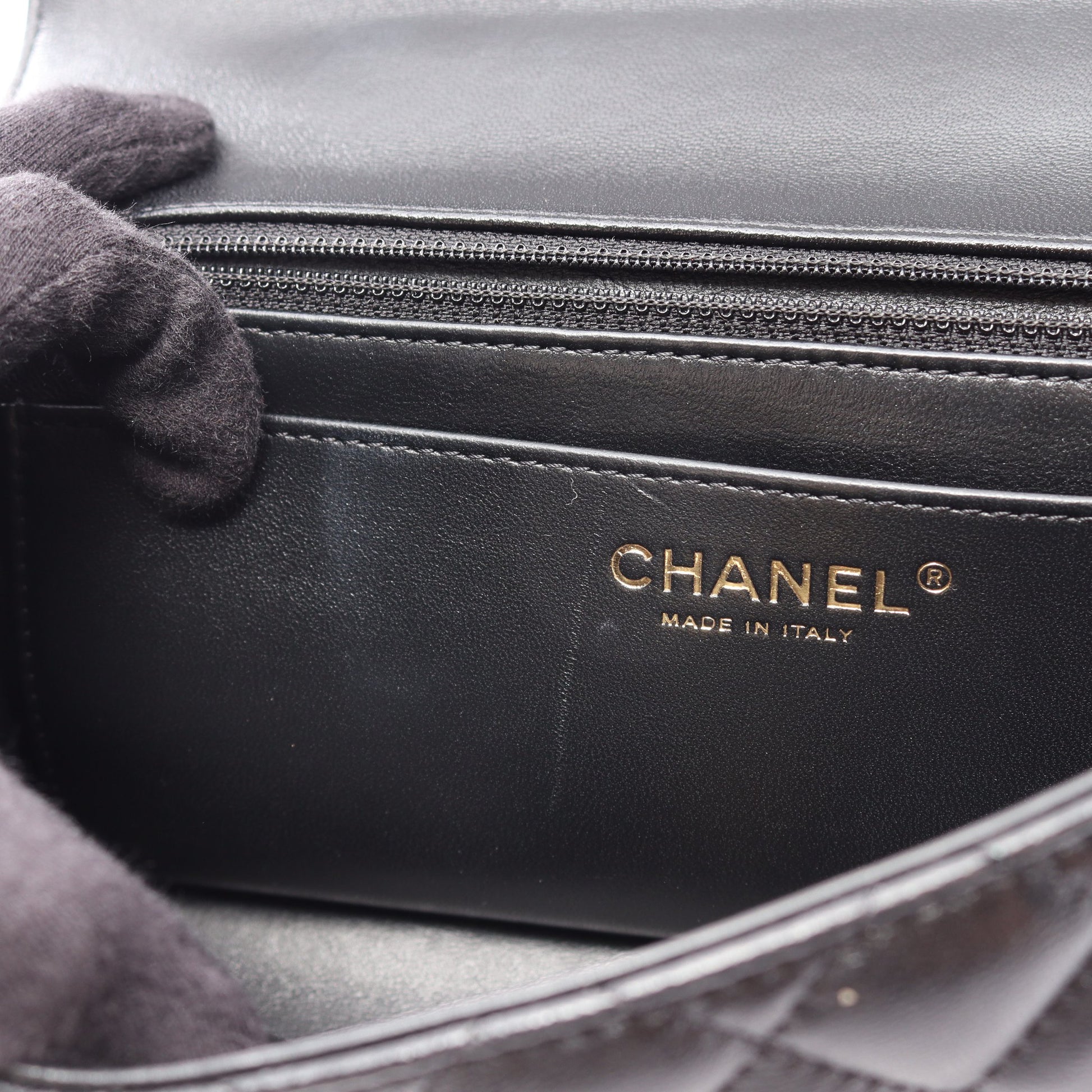 マトラッセ トップハンドル 2WAY チェーンショルダーバッグ ラムスキン ブラック ゴールド金具 シャネル バッグ CHANEL