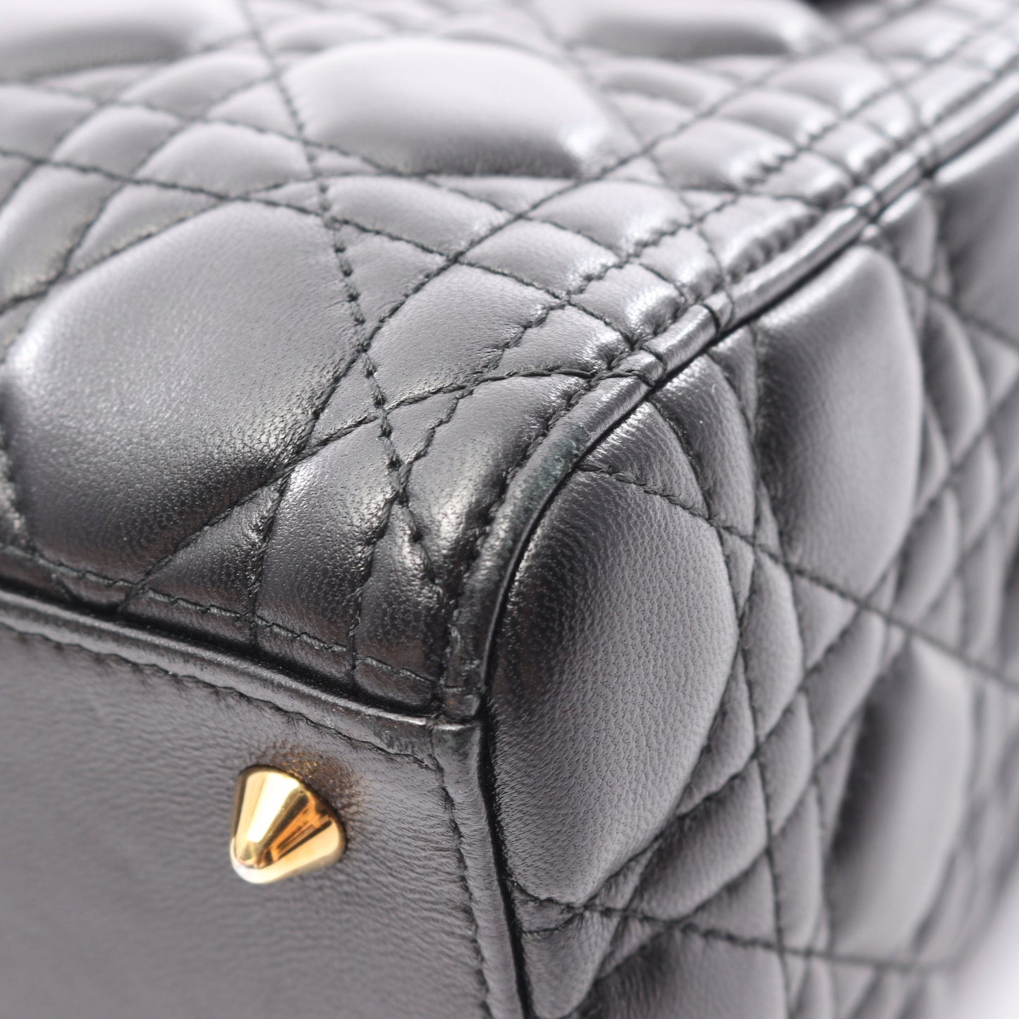 LADY DIOR レディディオール ミディアム カナージュ 2WAY ハンドバッグ レザー ブラック クリスチャンディオール バッグ Christian Dior
