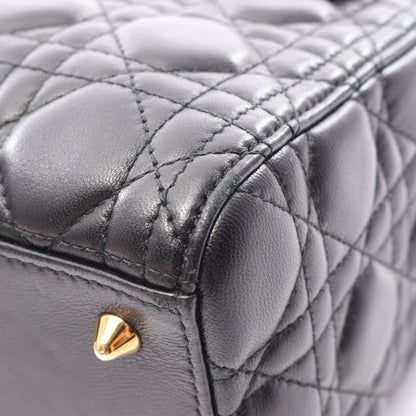 LADY DIOR レディディオール ミディアム カナージュ 2WAY ハンドバッグ レザー ブラック クリスチャンディオール バッグ Christian Dior