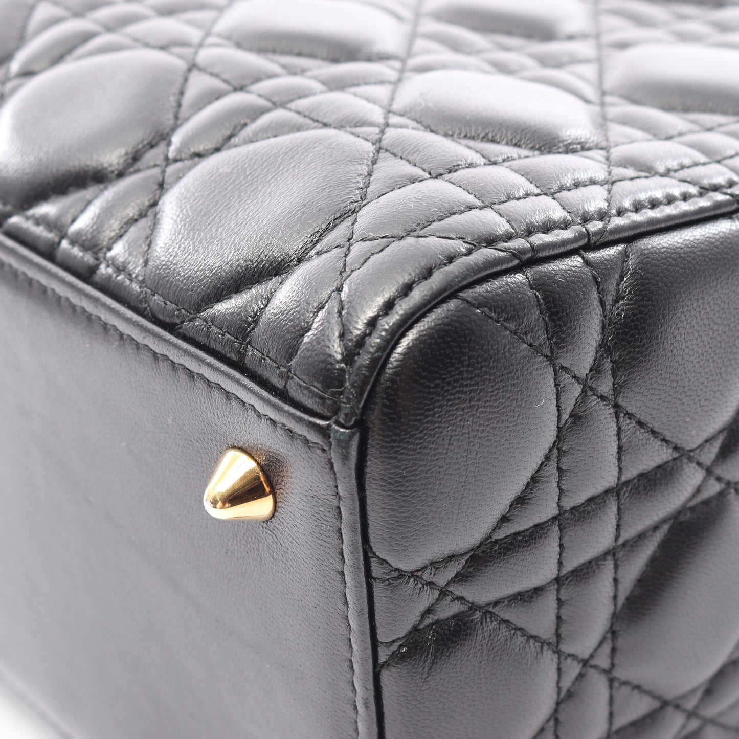 LADY DIOR レディディオール ミディアム カナージュ 2WAY ハンドバッグ レザー ブラック クリスチャンディオール バッグ Christian Dior