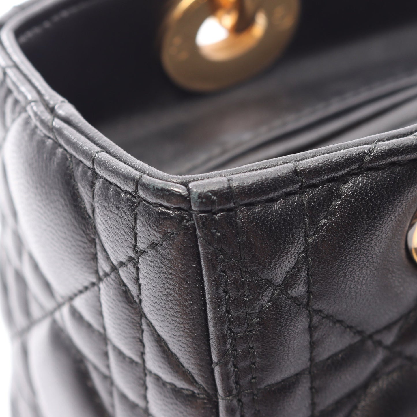 LADY DIOR レディディオール ミディアム カナージュ 2WAY ハンドバッグ レザー ブラック クリスチャンディオール バッグ Christian Dior