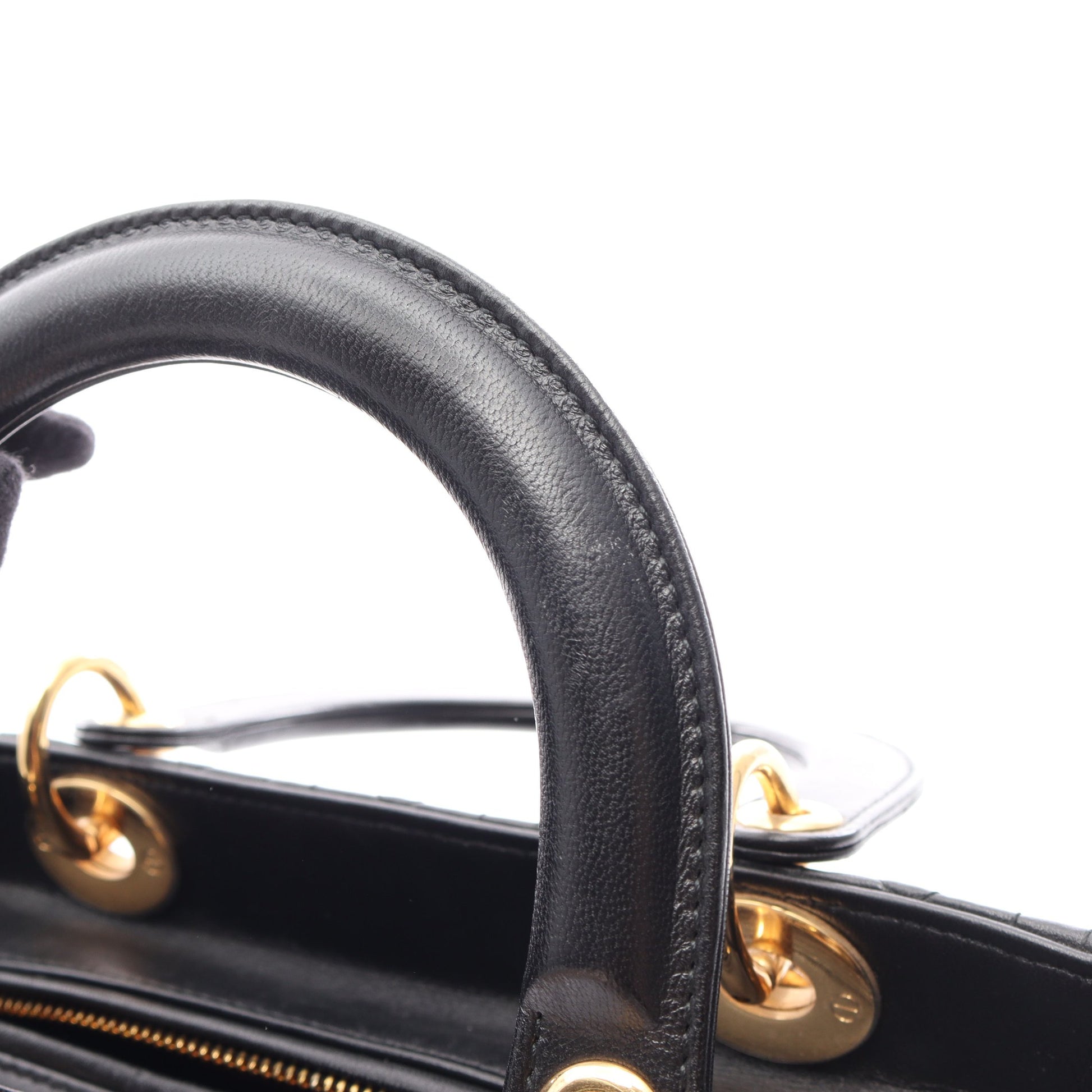 LADY DIOR レディディオール ミディアム カナージュ 2WAY ハンドバッグ レザー ブラック クリスチャンディオール バッグ Christian Dior