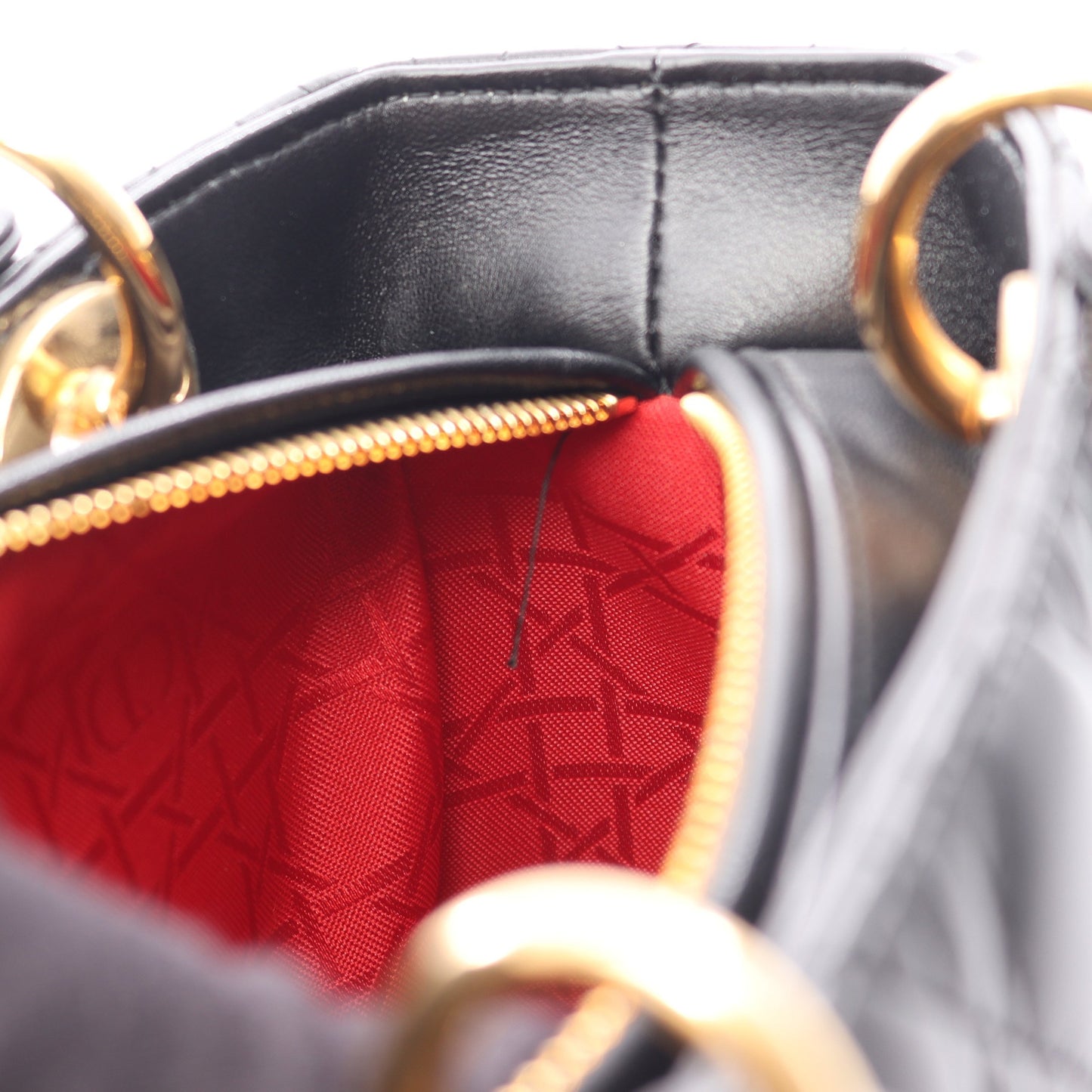 LADY DIOR レディディオール ミディアム カナージュ 2WAY ハンドバッグ レザー ブラック クリスチャンディオール バッグ Christian Dior