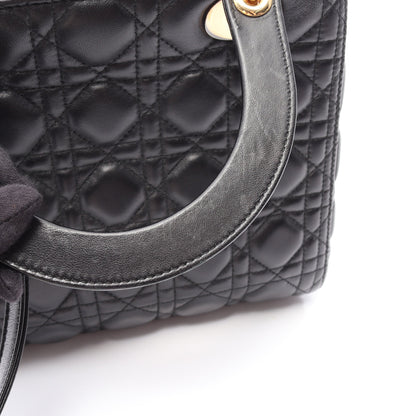 LADY DIOR レディディオール ミディアム カナージュ 2WAY ハンドバッグ レザー ブラック クリスチャンディオール バッグ Christian Dior