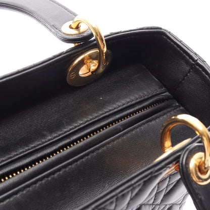 LADY DIOR レディディオール ミディアム カナージュ 2WAY ハンドバッグ レザー ブラック クリスチャンディオール バッグ Christian Dior