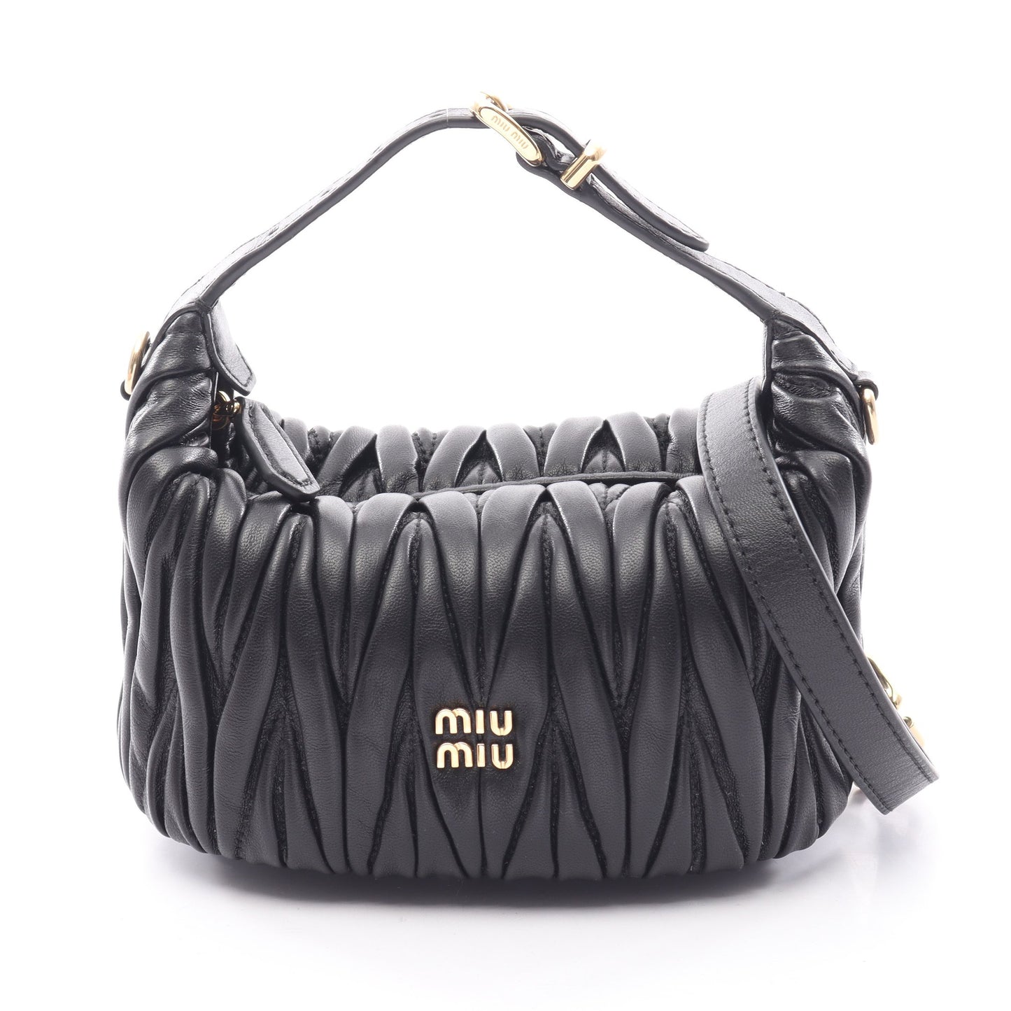 MATELASSE'MIU マテラッセ 2WAY ハンドバッグ レザー ブラック ミュウミュウ バッグ miu miu
