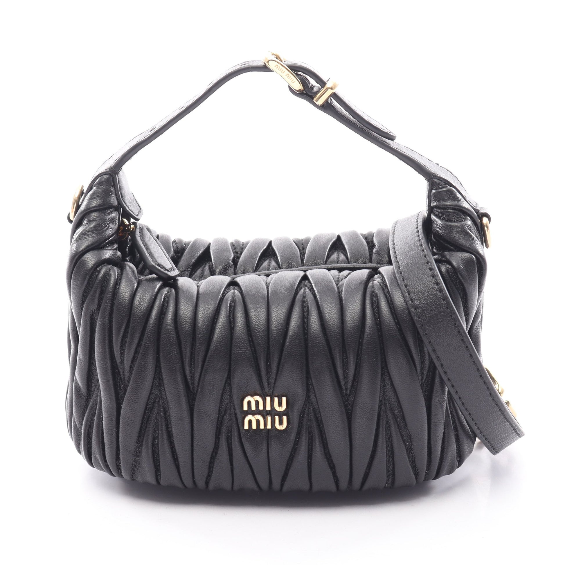 MATELASSE'MIU マテラッセ 2WAY ハンドバッグ レザー ブラック ミュウミュウ バッグ miu miu