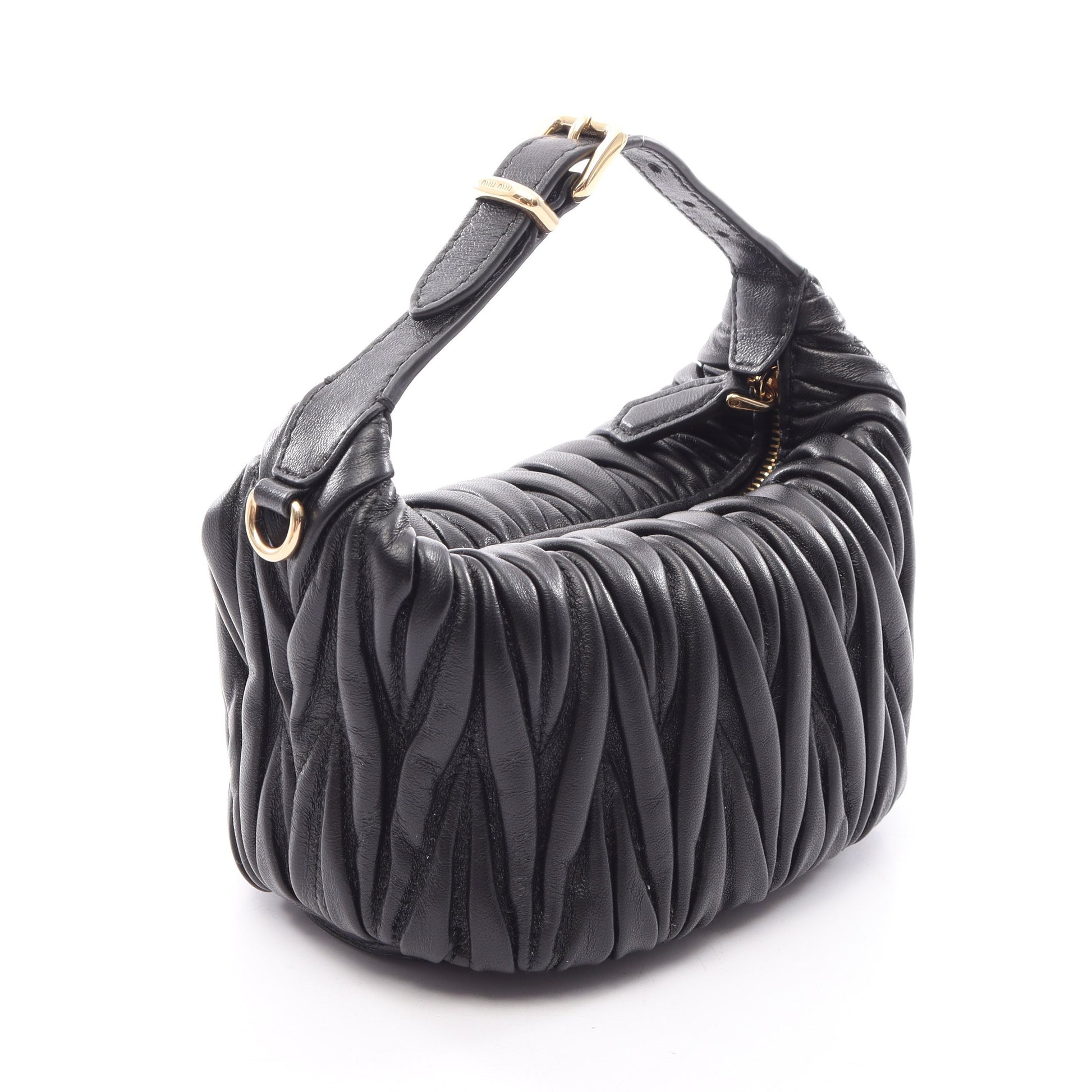 MATELASSE'MIU マテラッセ 2WAY ハンドバッグ レザー ブラック ミュウミュウ バッグ miu miu