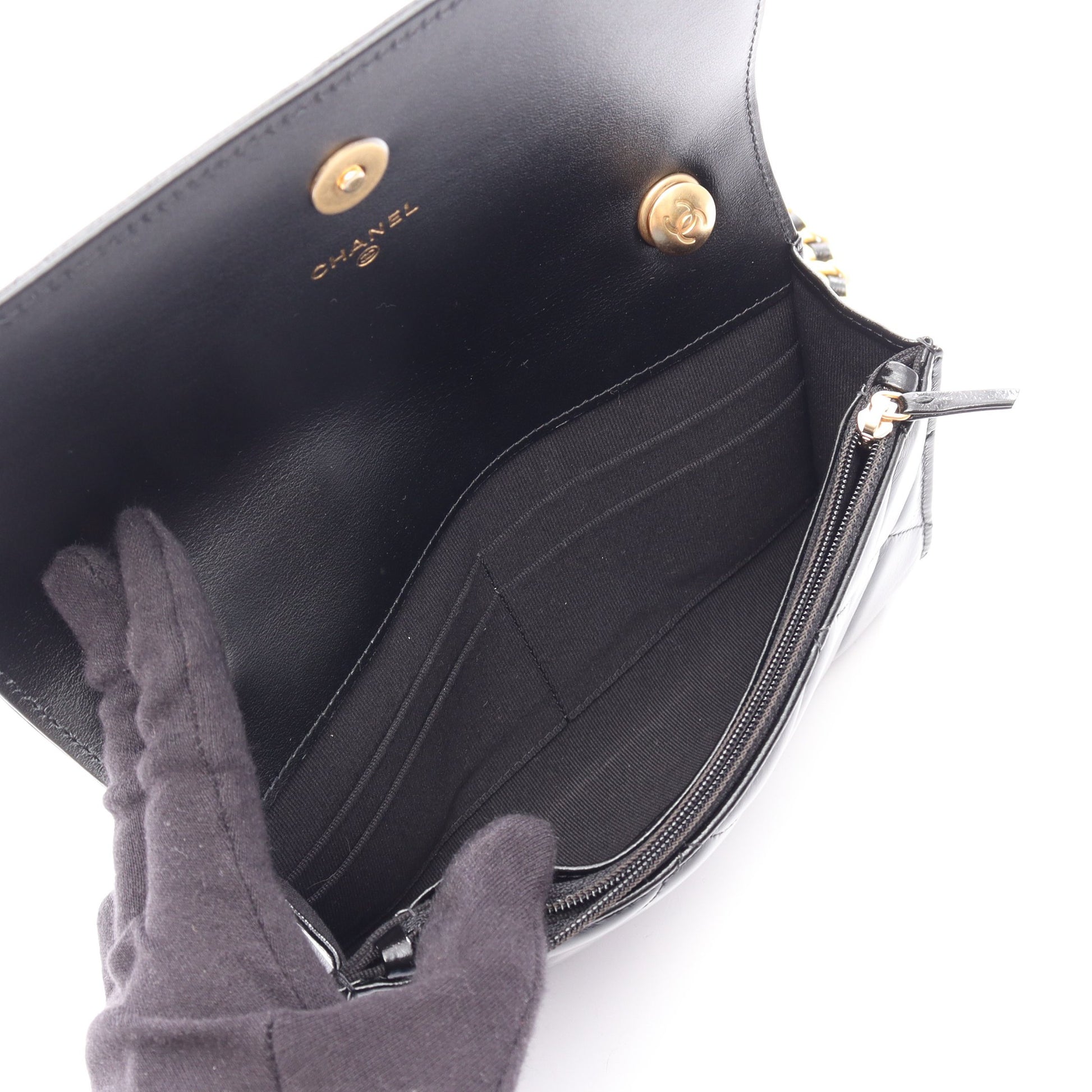 マトラッセ チェーンウォレット レザー ブラック ゴールド金具 シャネル バッグ CHANEL