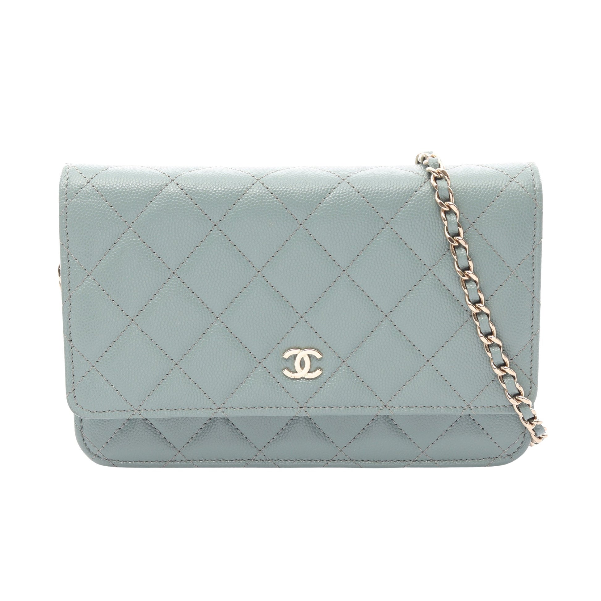 マトラッセ チェーンウォレット キャビアスキン ライトグリーン ゴールド金具 シャネル バッグ CHANEL