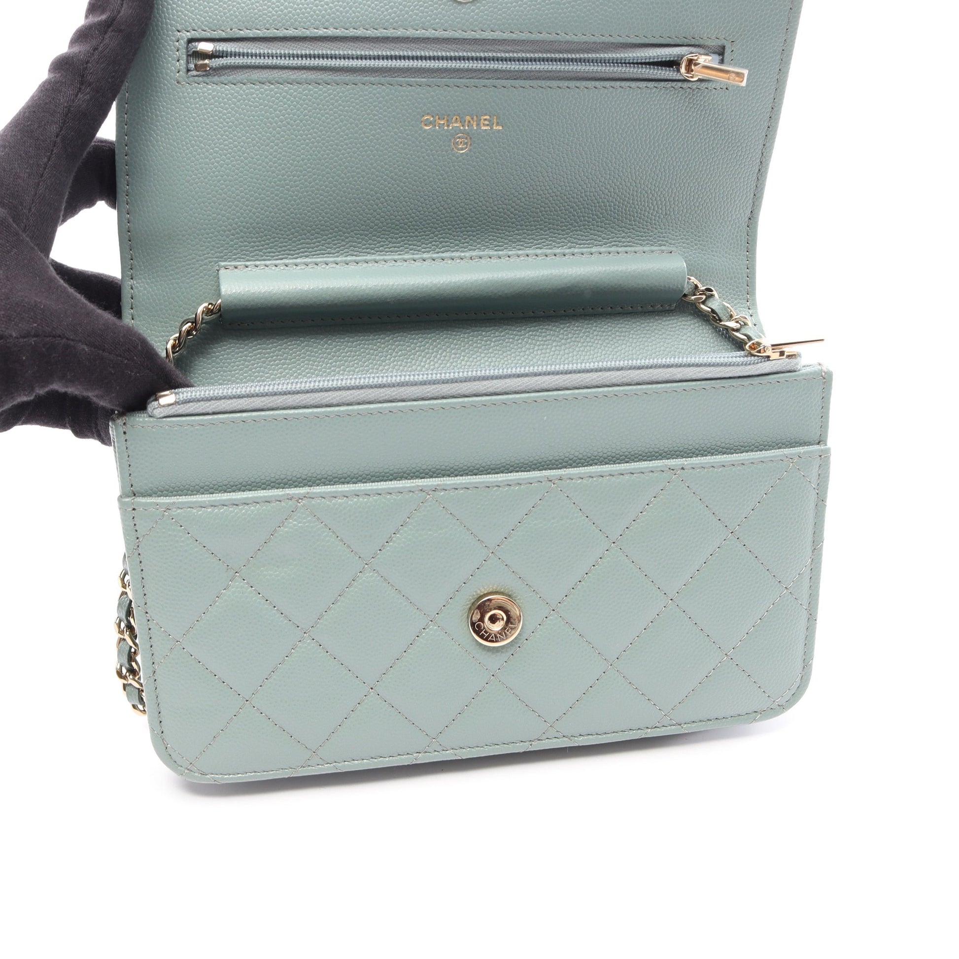 マトラッセ チェーンウォレット キャビアスキン ライトグリーン ゴールド金具 シャネル バッグ CHANEL