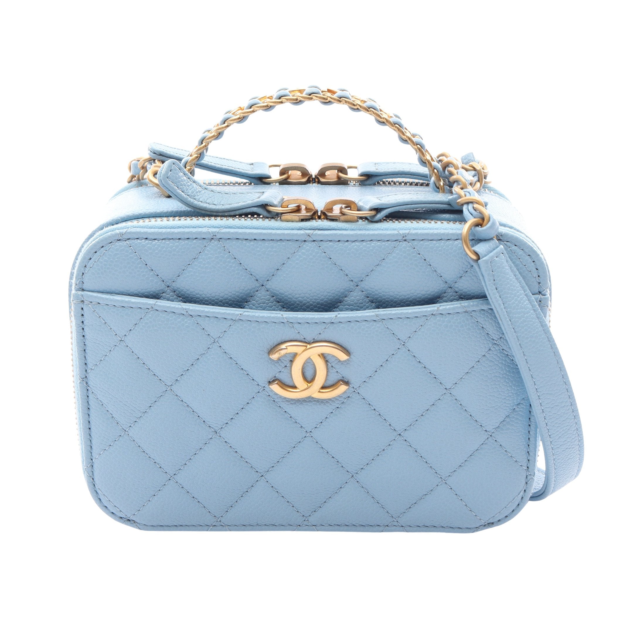 キルティングデザイン　バニティ　バッグ　CHANEL マトラッセ バニティバッグ 2WAY チェーンショルダーバッグ キャビア