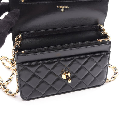 マトラッセ チェーンウォレット レザー ブラック ゴールド金具 シャネル バッグ CHANEL