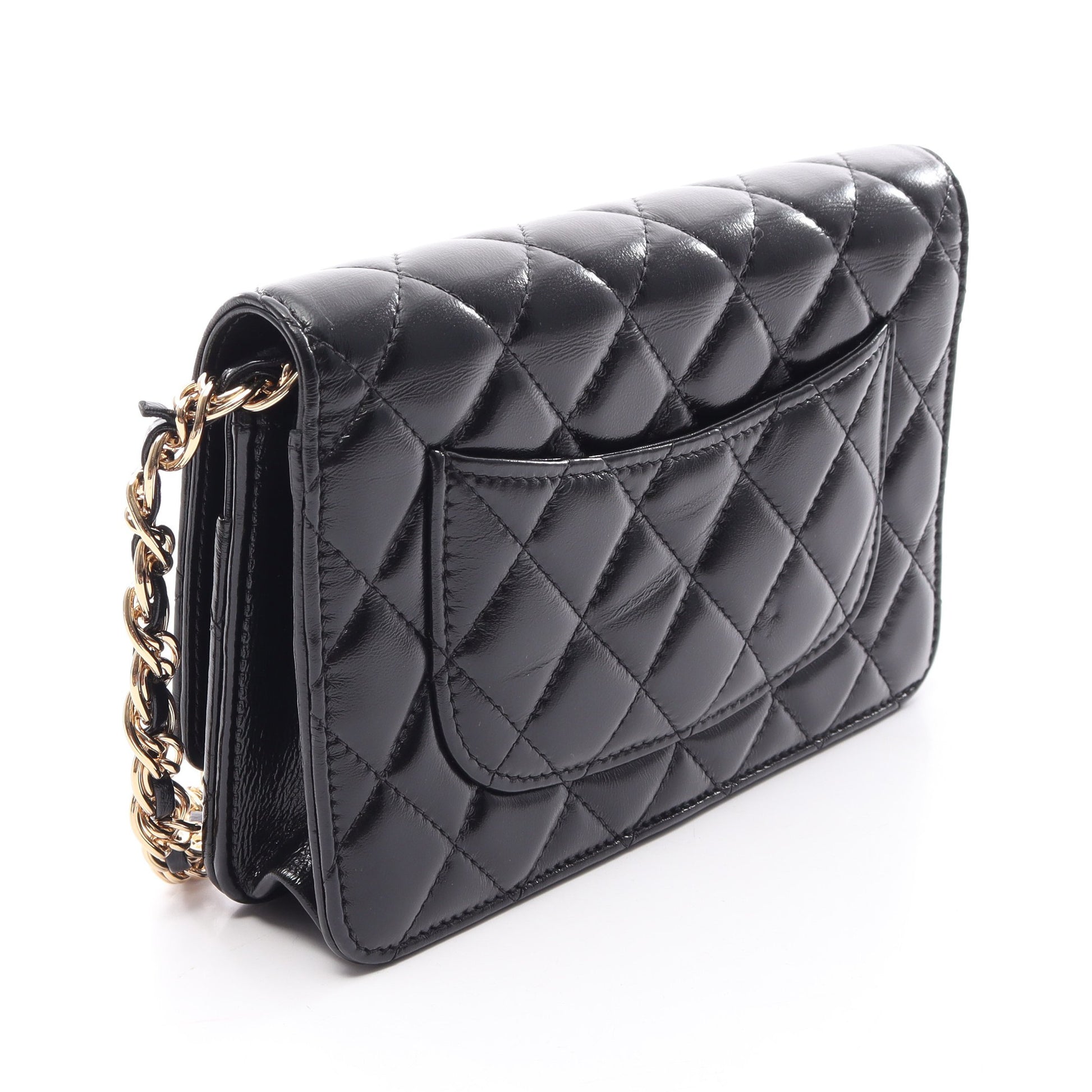 マトラッセ チェーンウォレット レザー ブラック ゴールド金具 シャネル バッグ CHANEL