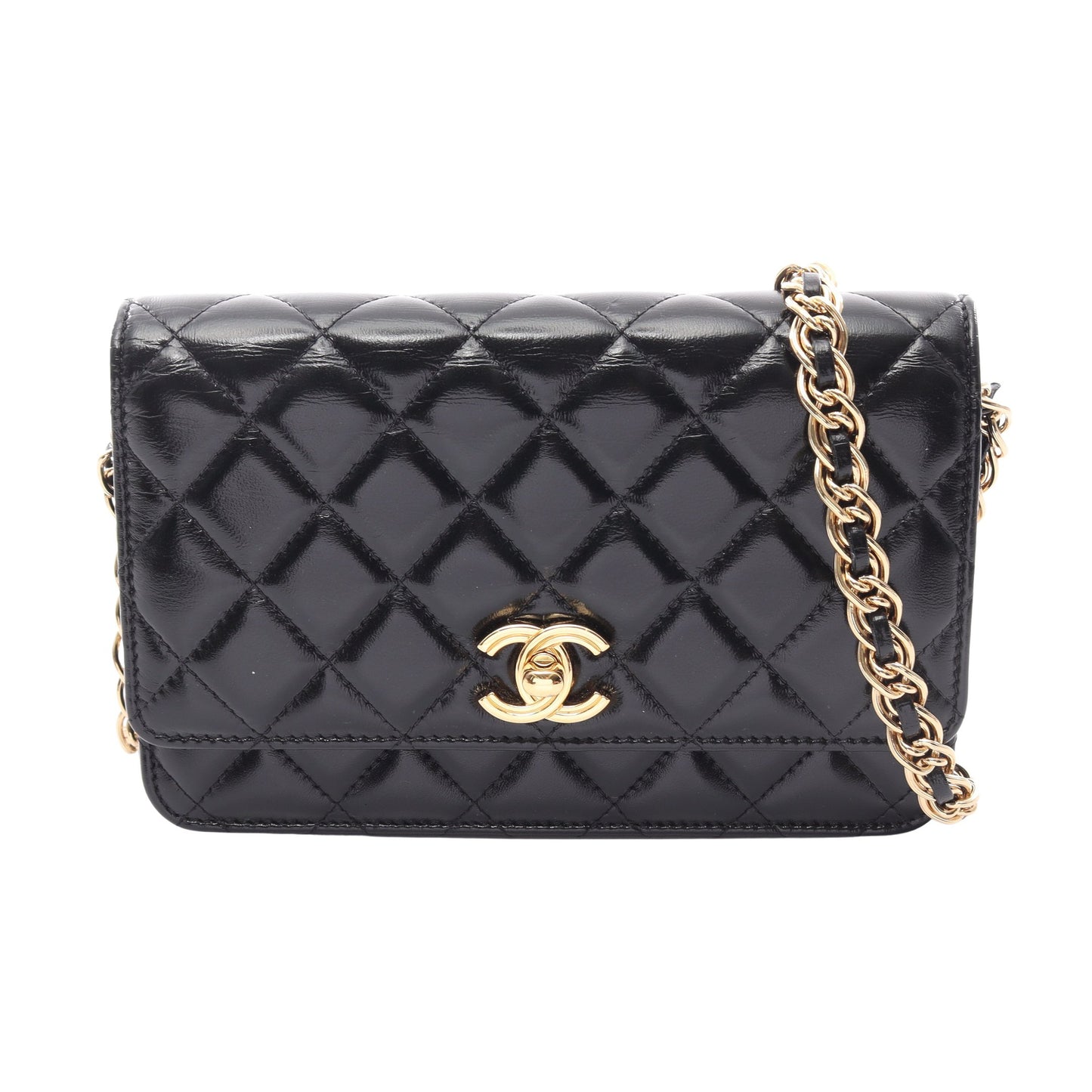 マトラッセ チェーンウォレット レザー ブラック ゴールド金具 シャネル バッグ CHANEL