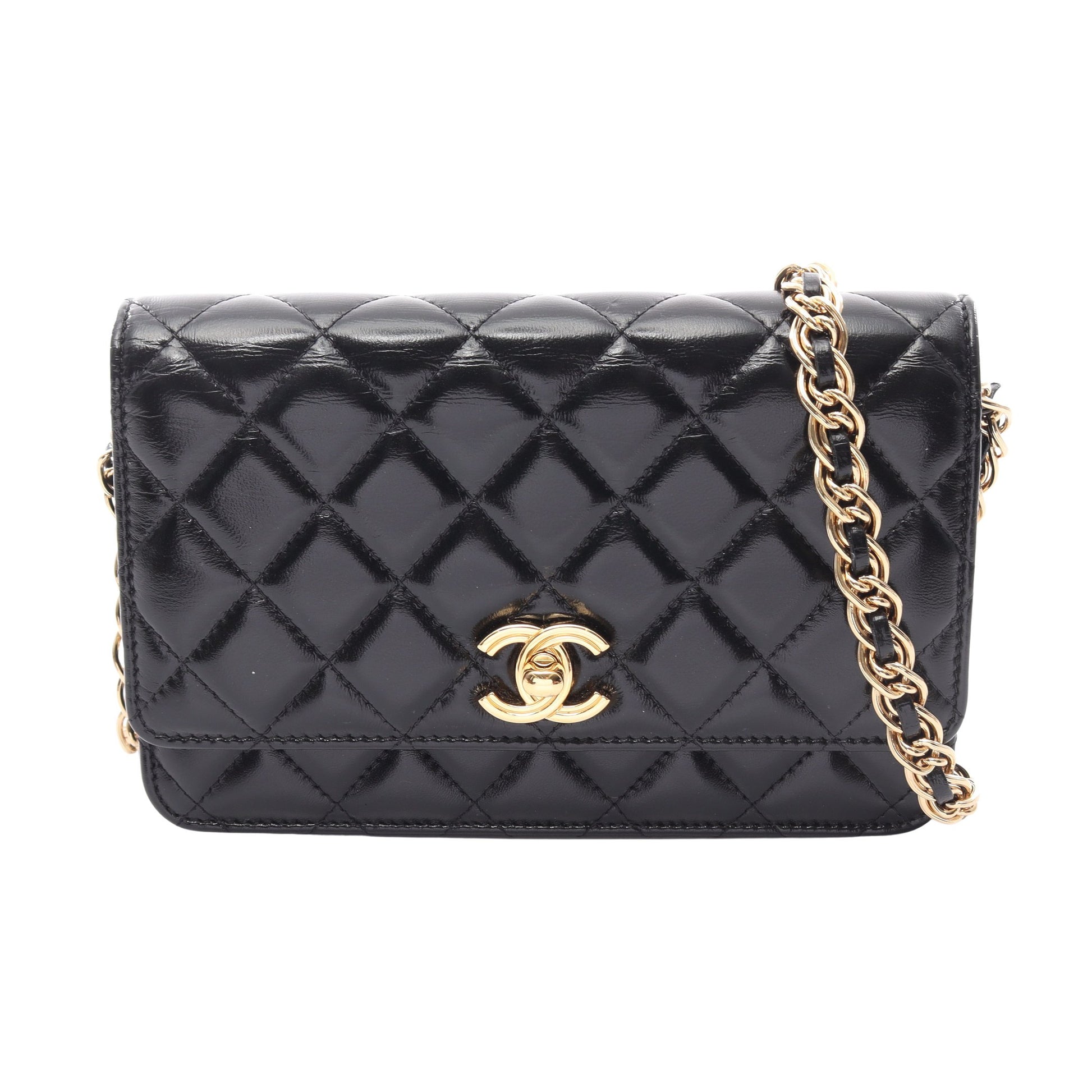 マトラッセ チェーンウォレット レザー ブラック ゴールド金具 シャネル バッグ CHANEL