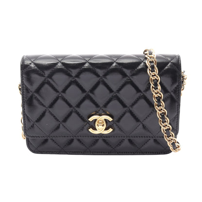 マトラッセ チェーンウォレット レザー ブラック ゴールド金具 シャネル バッグ CHANEL