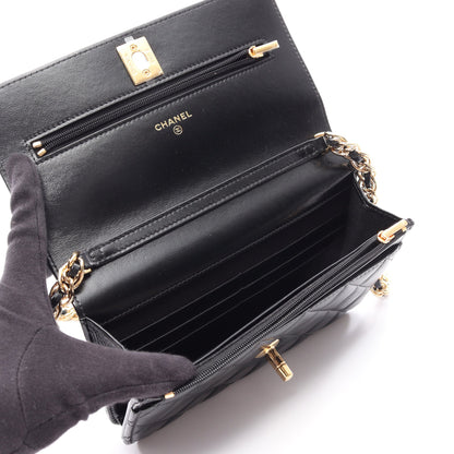 マトラッセ チェーンウォレット レザー ブラック ゴールド金具 シャネル バッグ CHANEL