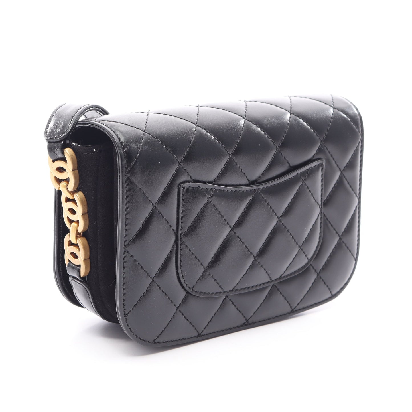 マトラッセ ショルダーバッグ レザー スエード ブラック ゴールド金具 シャネル バッグ CHANEL