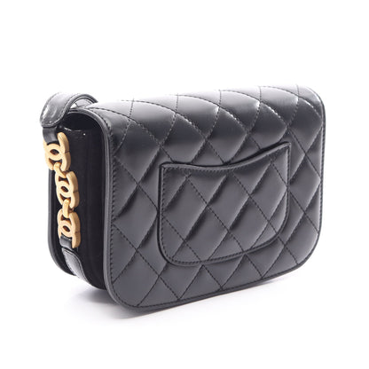 マトラッセ ショルダーバッグ レザー スエード ブラック ゴールド金具 シャネル バッグ CHANEL