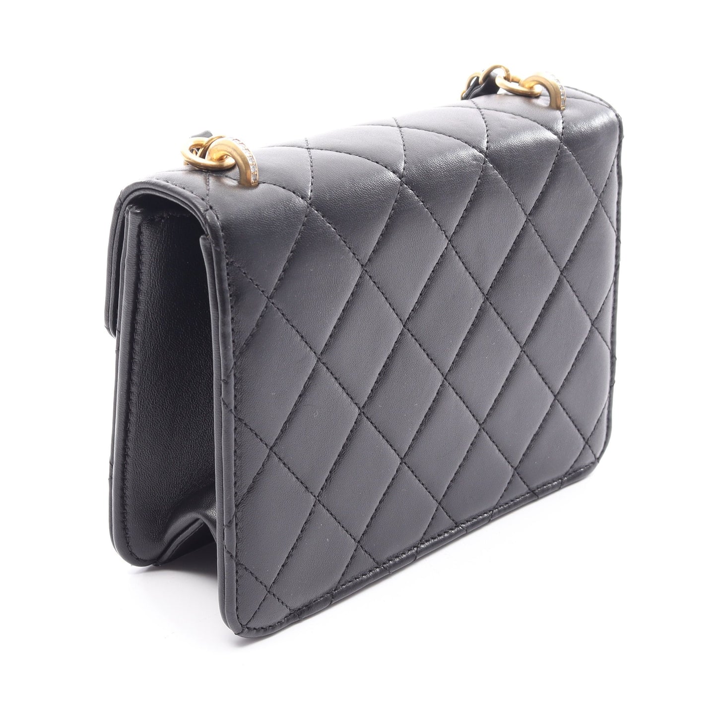 マトラッセ チェーンショルダーバッグ ラムスキン ブラック ゴールド金具 シャネル バッグ CHANEL