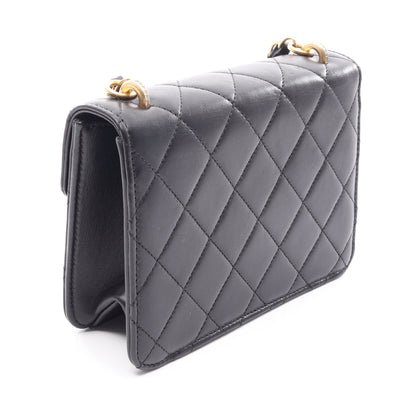 マトラッセ チェーンショルダーバッグ ラムスキン ブラック ゴールド金具 シャネル バッグ CHANEL