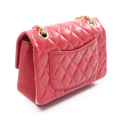 2.55 Wチェーンショルダーバッグ エイジドカーフスキン レッド ゴールド金具 シャネル バッグ CHANEL