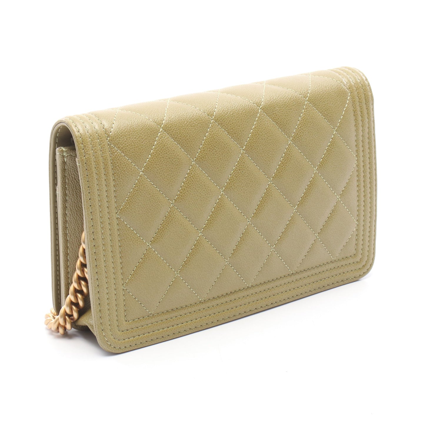 ボーイシャネル マトラッセ チェーンウォレット キャビアスキン カーキグリーン ゴールド金具 シャネル バッグ CHANEL