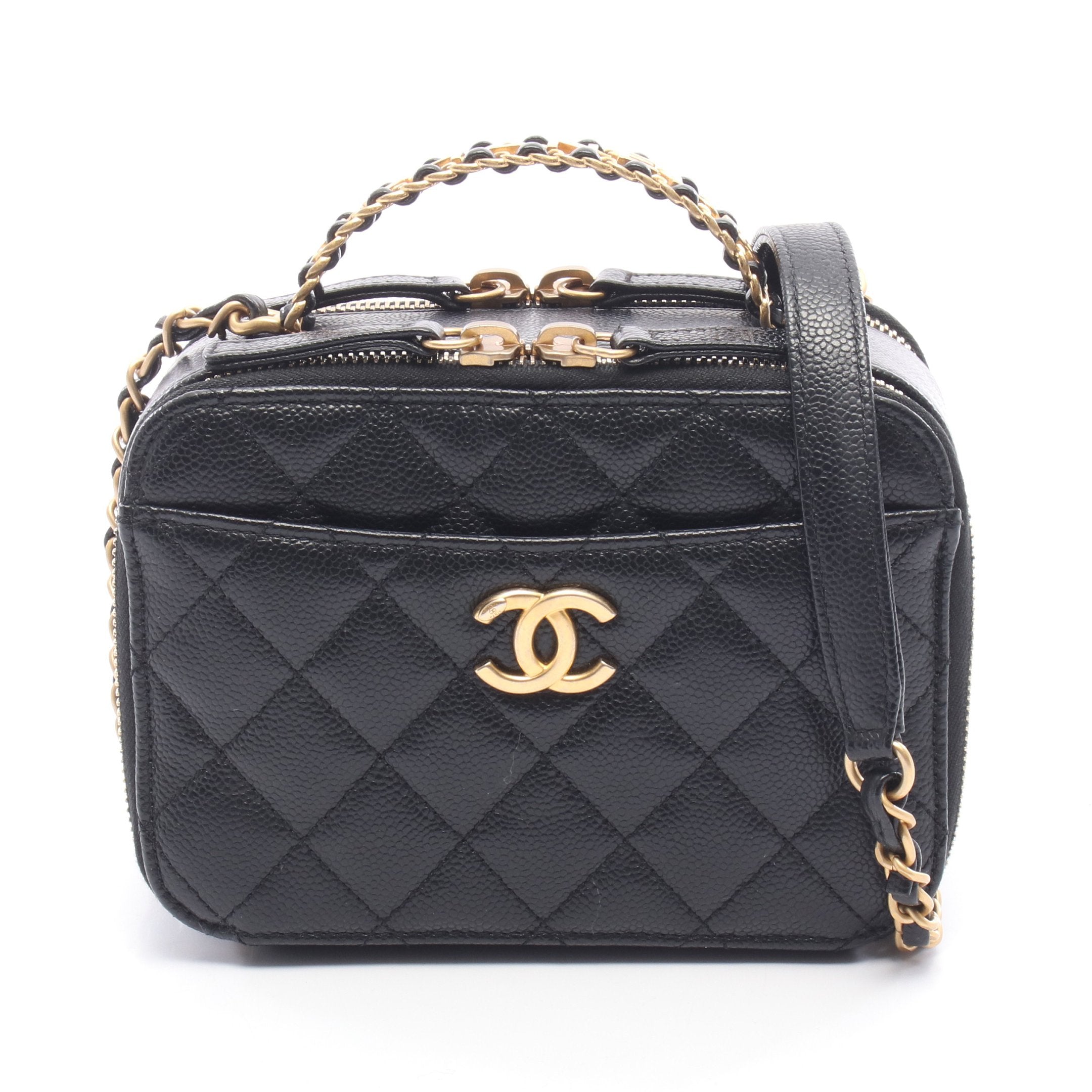 限定セールCHANEL マトラッセ キャビアスキン バニティバッグ ゴールド金具 マトラッセ バニティバッグ 2WAY チェーンショルダーバッグ キャビア
