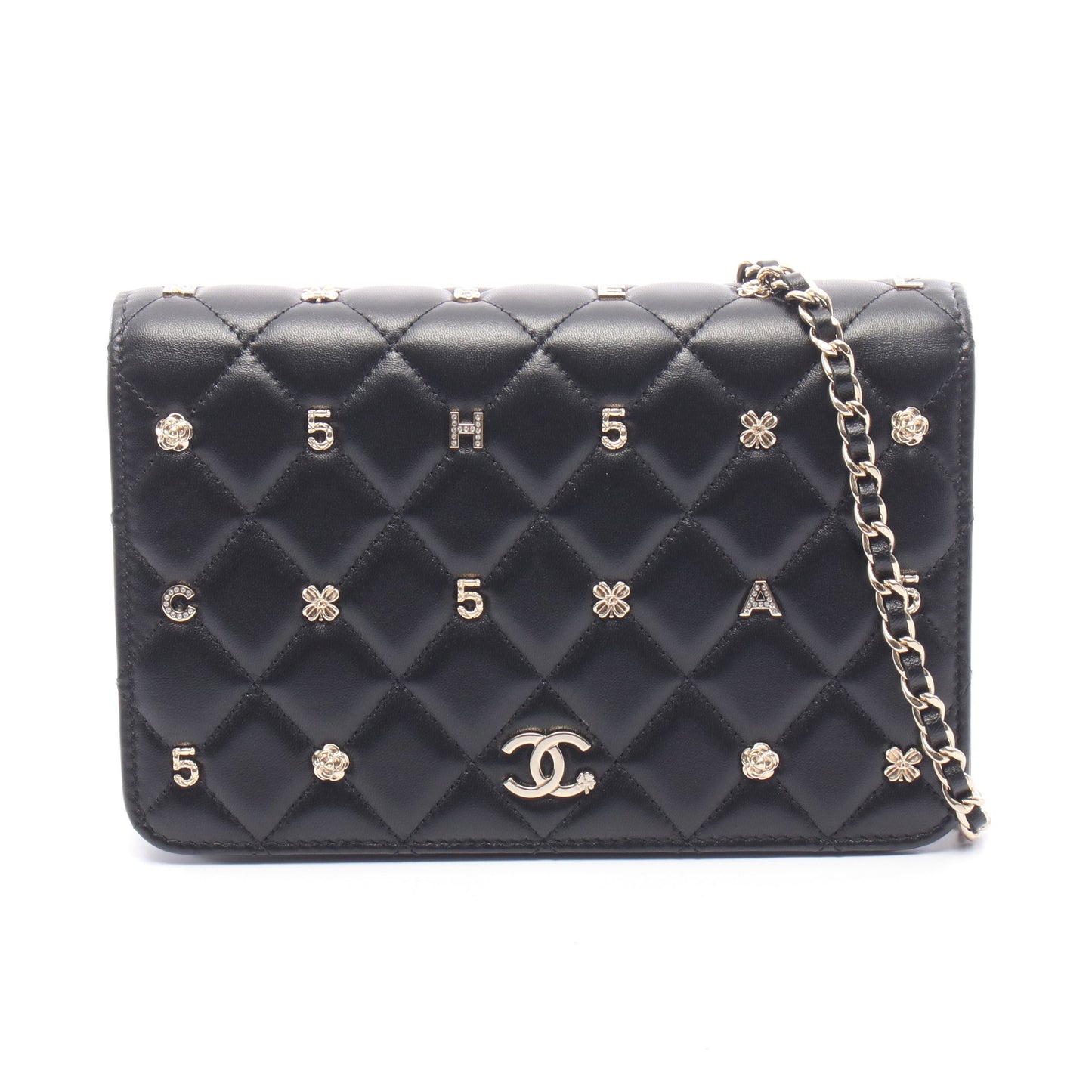 マトラッセ アイコンチャーム チェーンウォレット ラムスキン ブラック ゴールド金具 シャネル バッグ CHANEL