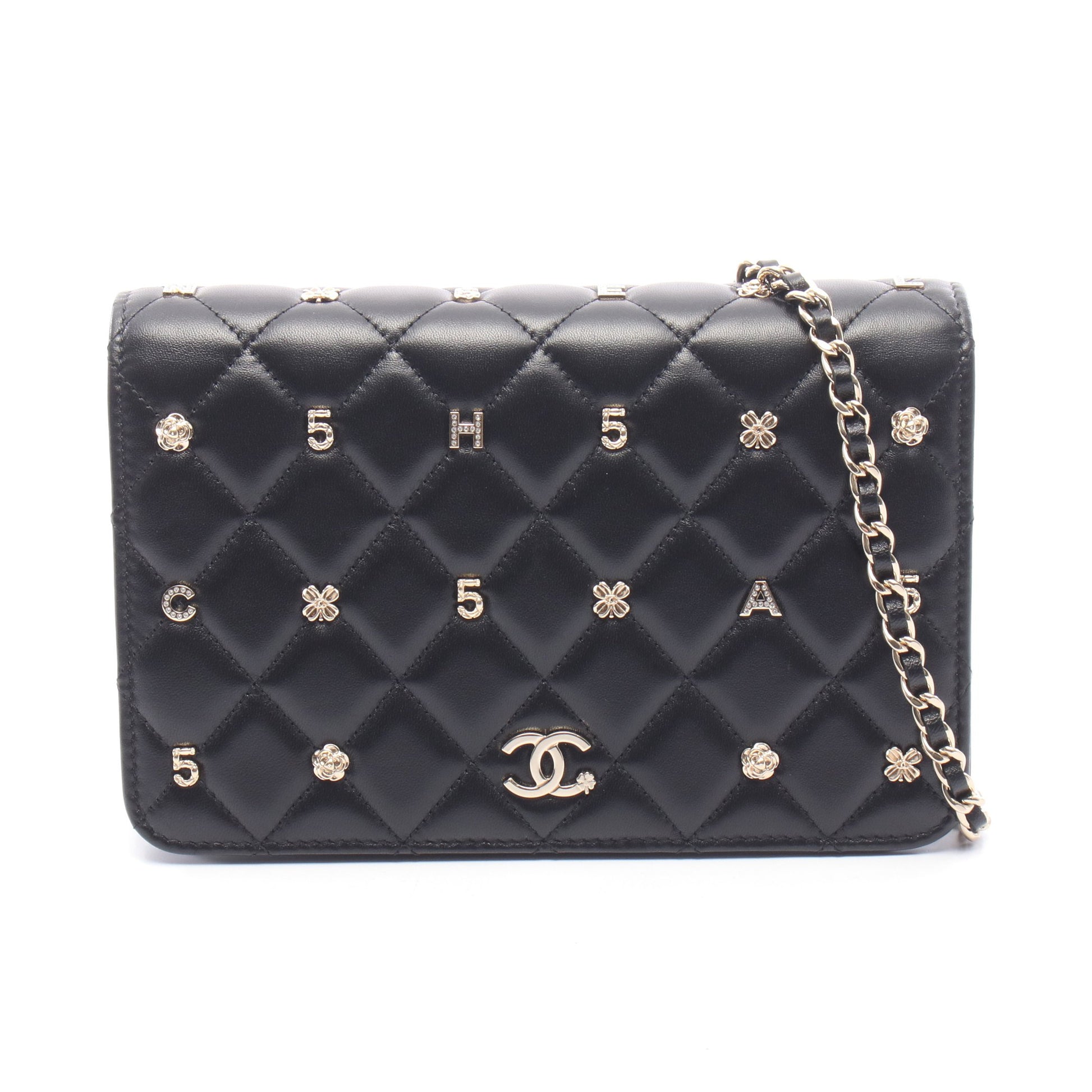 マトラッセ アイコンチャーム チェーンウォレット ラムスキン ブラック ゴールド金具 シャネル バッグ CHANEL