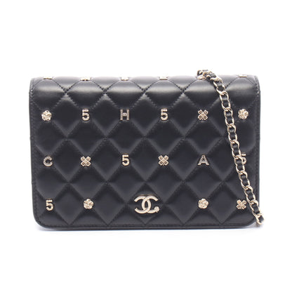 マトラッセ アイコンチャーム チェーンウォレット ラムスキン ブラック ゴールド金具 シャネル バッグ CHANEL