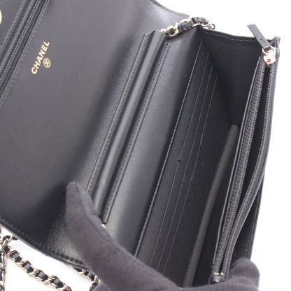 マトラッセ アイコンチャーム チェーンウォレット ラムスキン ブラック ゴールド金具 シャネル バッグ CHANEL